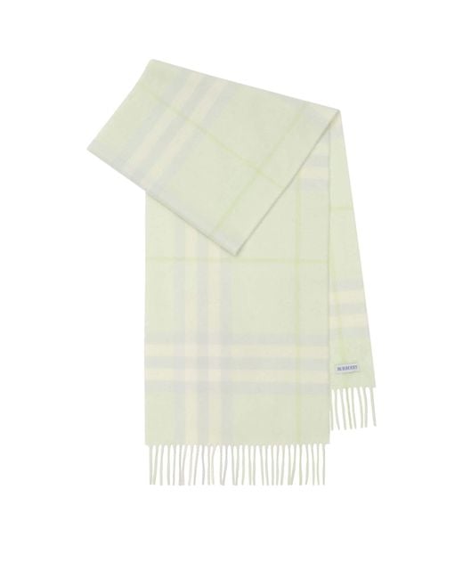 Burberry White Cashmere Check Scarf