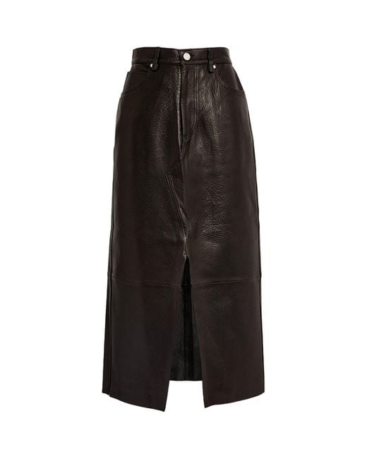 FRAME Black Leather Midaxi Midi Skirt