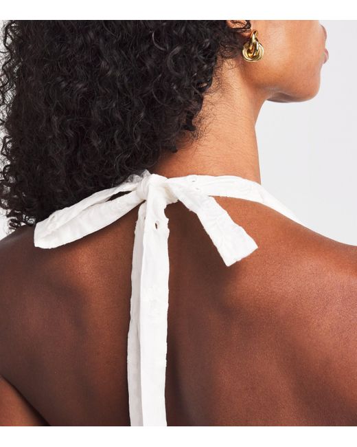 Maje White Cotton Embroidered Mini Dress
