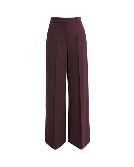 Joseph Purple Wool-Blend Alana Wide-Leg Trousers