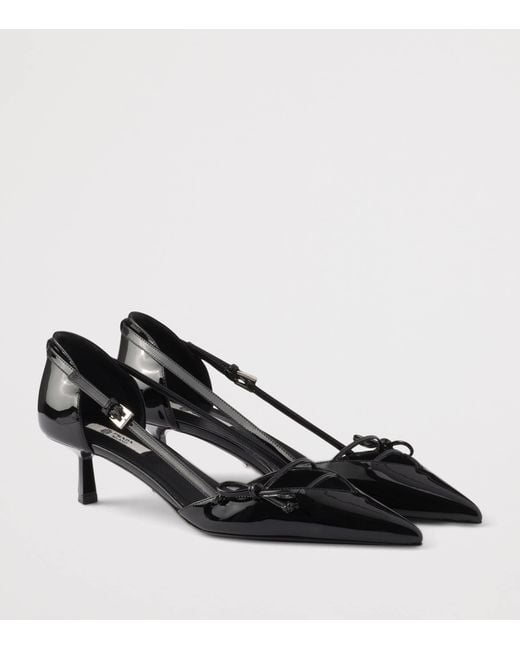 Prada Black Patent Leather Open-Side Pumps 45