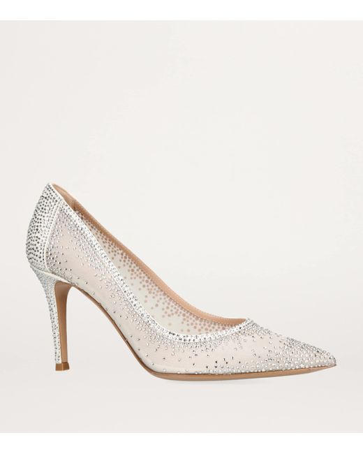 Gianvito Rossi White Embellished Rania Pumps 85