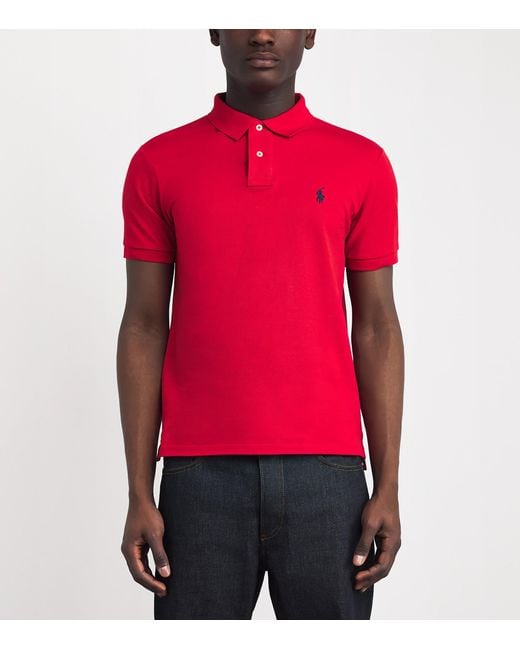 Polo Ralph Lauren Red Cotton Mesh Slim-Fit Polo Shirt for men