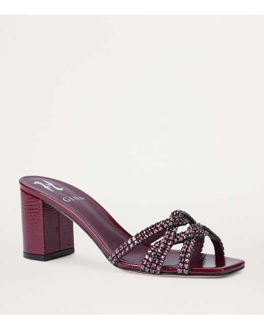 Gina Purple Leather Re Heeled Sandals 70