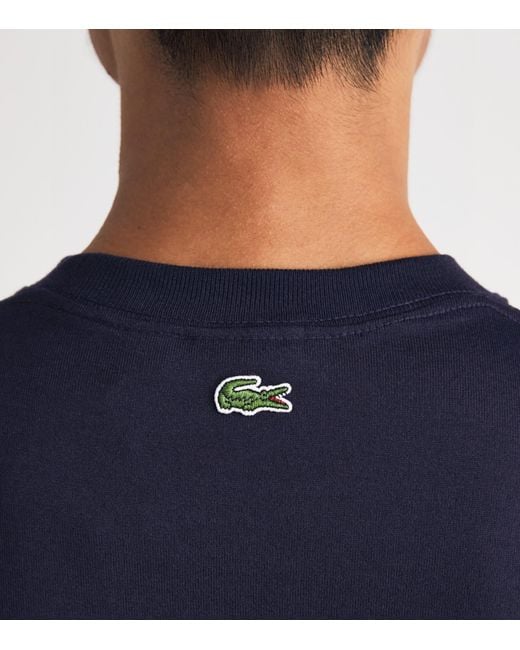 Lacoste Blue French Made Signature Embroidery T-Shirt for men