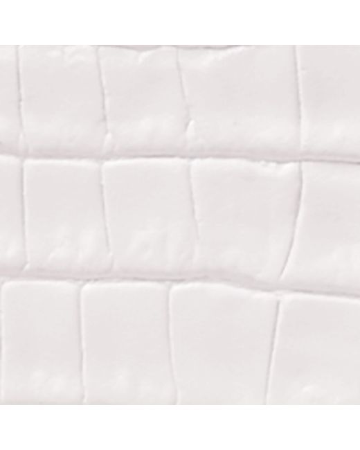 Aspinal White Small Leather Croc-Embossed Cosmetic Case