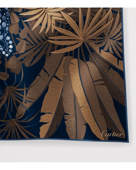 Cartier Blue Silk Panthère Double-Sided Scarf