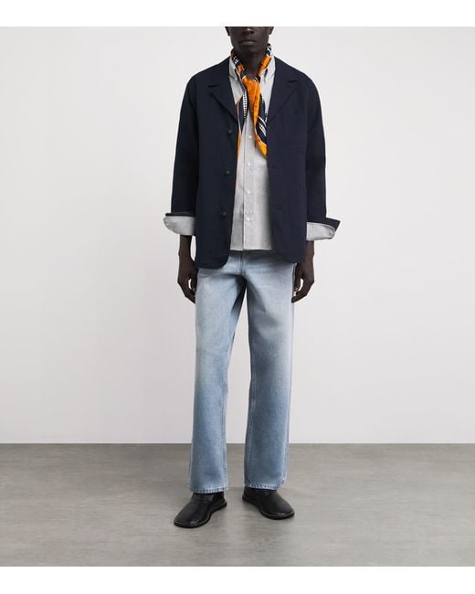 AMI Gray Cotton Logo Button-Down Shirt for men