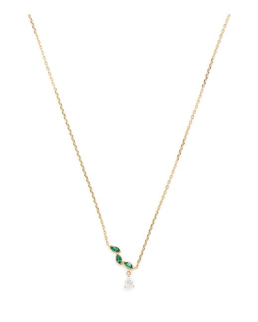Astrid & Miyu Metallic Diamond And Emerald Necklace