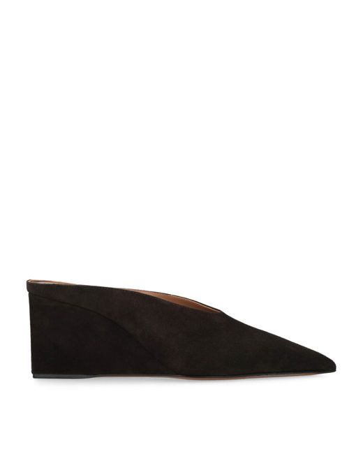 Alaïa Black Suede Cube Wedge Mules 75
