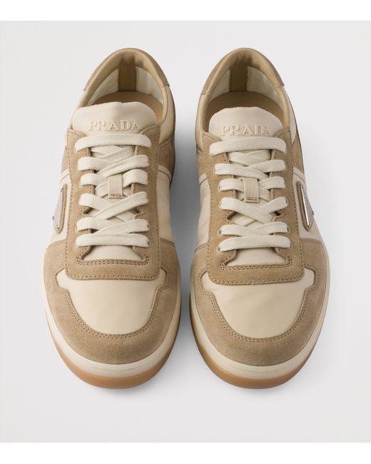 Prada Brown Suede And Re-Nylon Downtown Sneakers for men