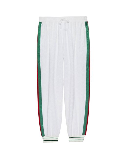 Gucci White Towelling Gg Sweatpants for men