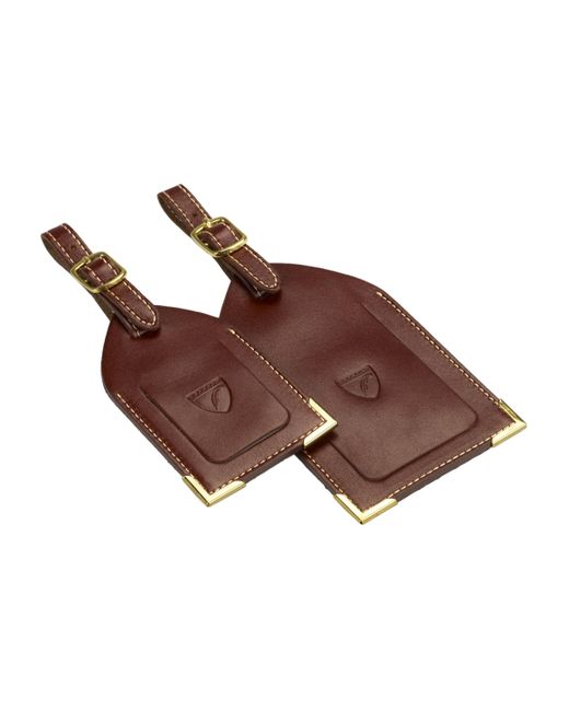Aspinal Brown Leather Luggage Tags