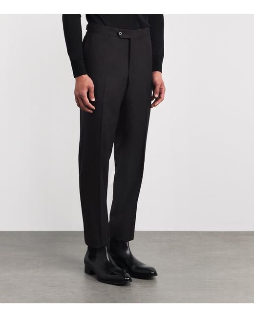 Isaia Black Wool Sanita Trousers for men