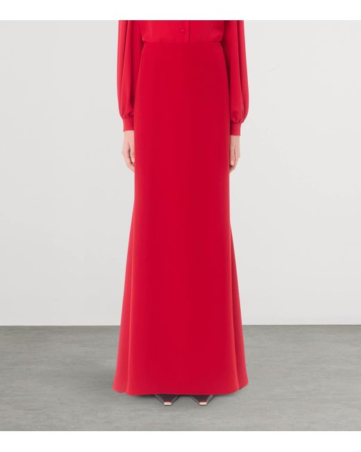 Valentino Red Silk Maxi Skirt