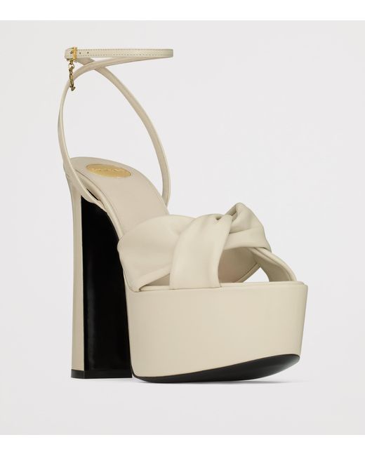 Saint Laurent White Leather Franciane Sandals