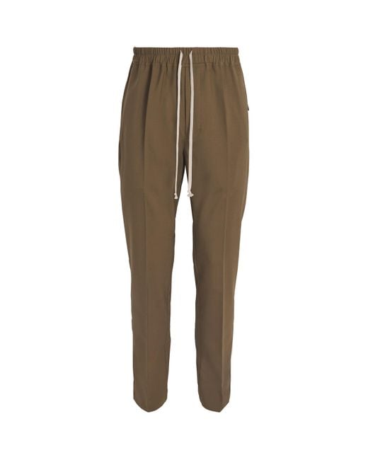 Rick Owens Natural Virgin Wool Drawstring Trousers for men