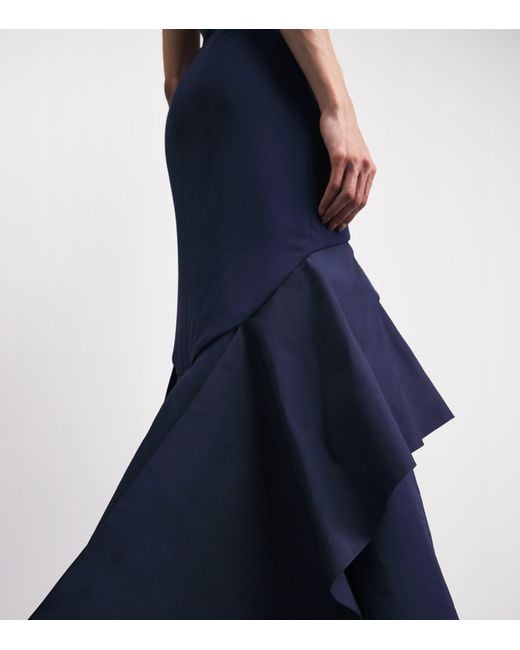 Safiyaa Blue Ruffle Cons Gown