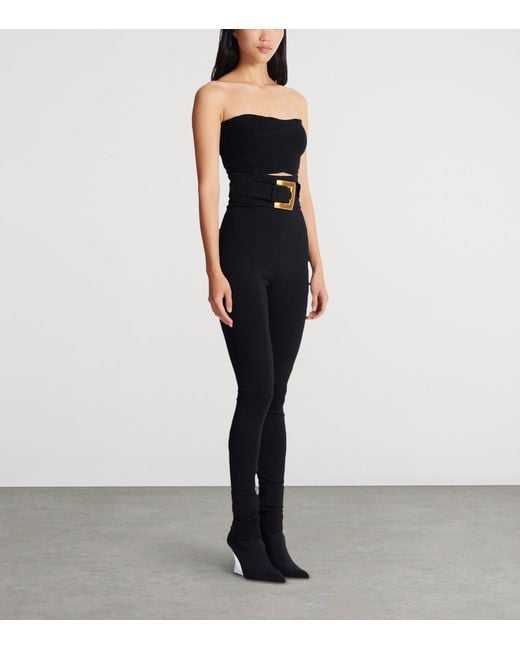 Balmain Black Stretch Belted Slim Trousers