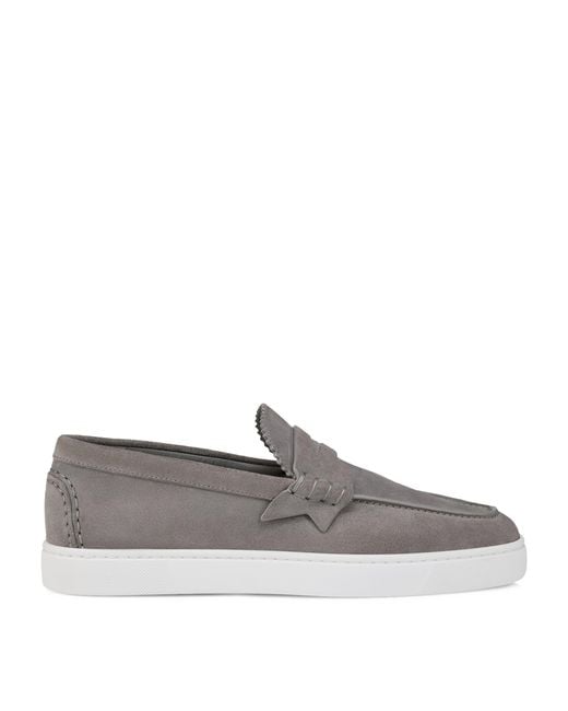 Christian Louboutin Gray The Harold I Suede Loafers
