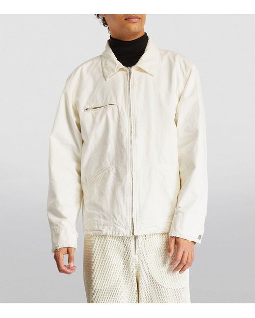 MM6 by Maison Martin Margiela White Distressed Denim Jacket for men