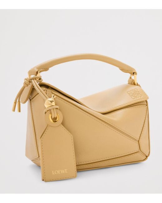 Loewe Natural Mini Leather Featherlight Puzzle Top-Handle Bag
