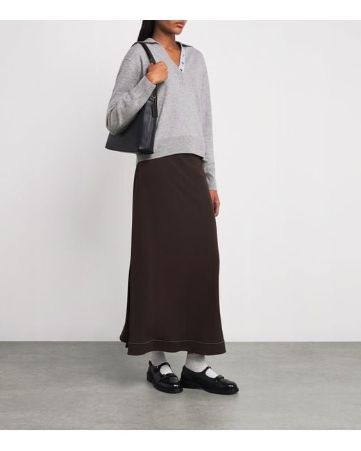 Claudie Pierlot Gray Wool-Cashmere Polo Sweater