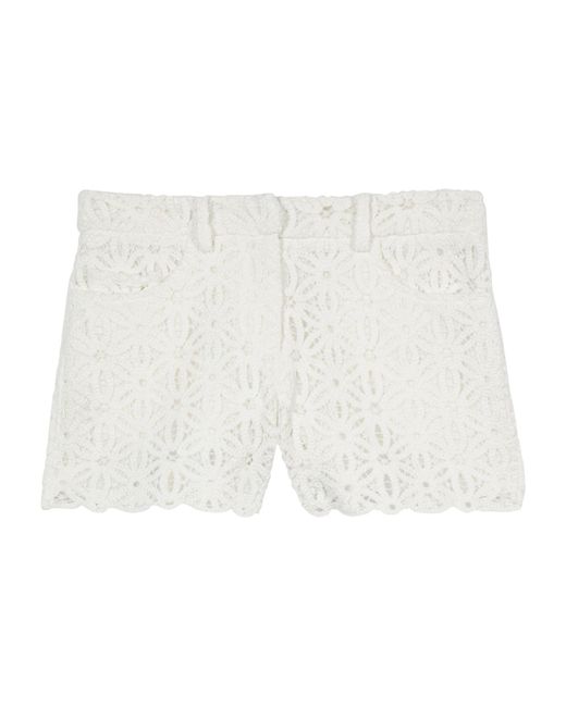 The Kooples White Cotton Guipure Shorts