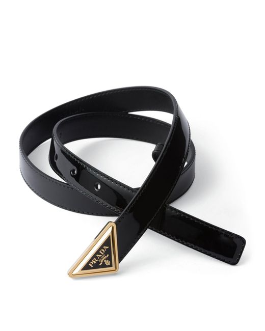 Prada Black Patent Leather Triangle Belt