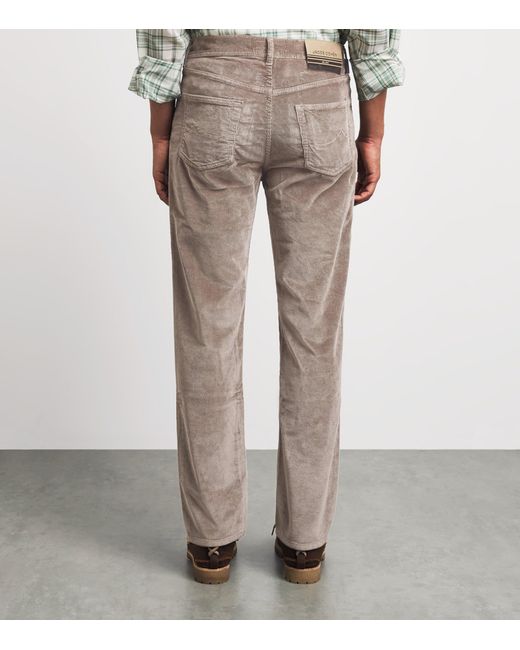 Jacob Cohen Gray Corduroy Edo Straight-Fit Chinos for men