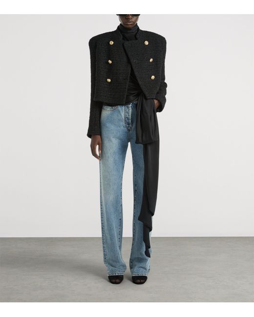 Balmain Black Tweed Officer Jacket
