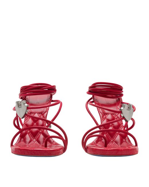 Burberry Red Ivy Shield Heeled Sandals 105
