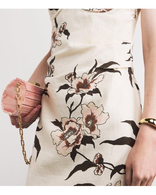 Sir Metallic Linen Peony Balconette Maxi Dress