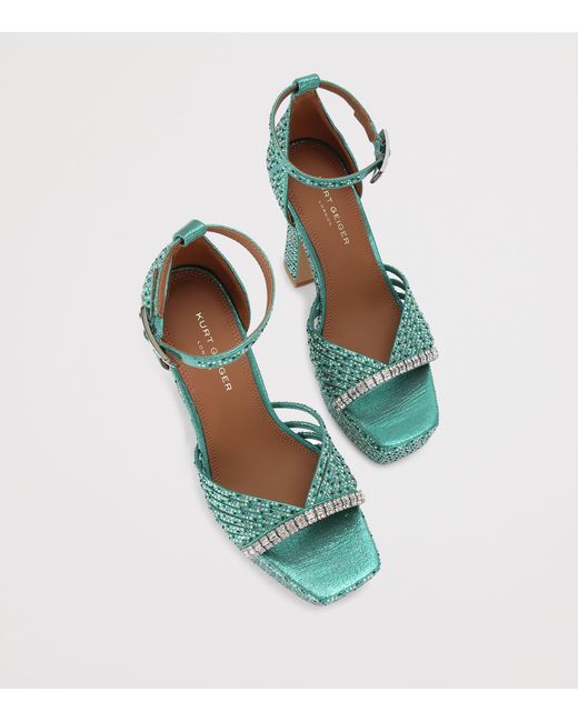 Kurt Geiger Blue Crystal Strap Platform Sandals