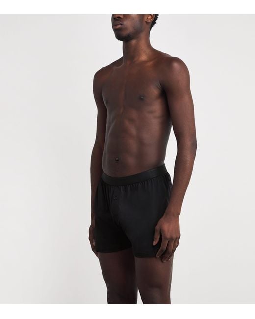 Sunspel Black Superfine Cotton Boxer Shorts for men