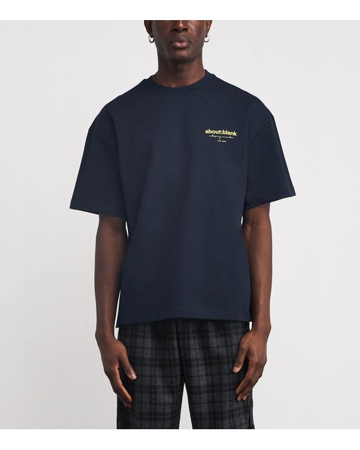 About Blank Blue Cotton Logo T-Shirt for men