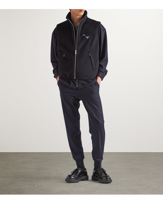 Prada Blue Triangle-Logo Cashmere Gilet for men