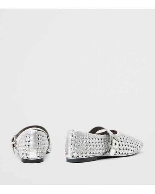 AllSaints White Woven Leather Sabine Ballet Flats