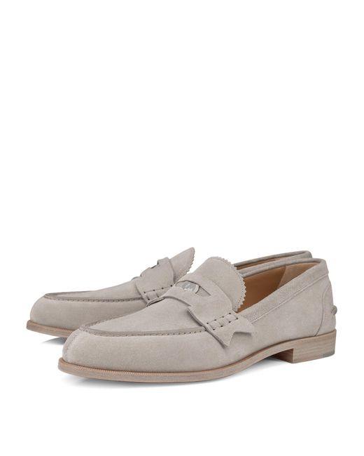 Christian Louboutin Gray Penny Suede Loafers for men