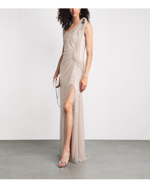 Gaurav Gupta White Draped Lunaris Glisten Gown