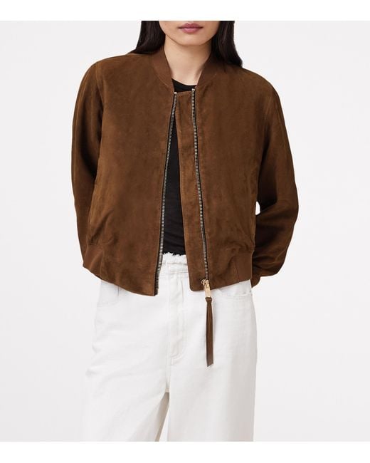 AllSaints Brown Suede Orten Bomber Jacket