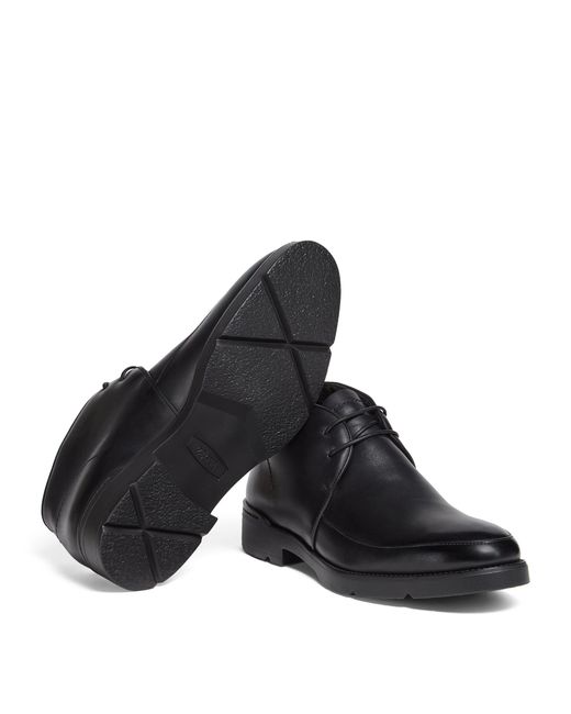 Zegna Black Leather Cortina Lace-up Boots for men