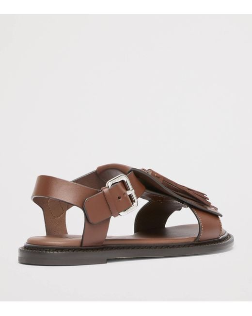 Weekend by Maxmara Brown Leather Tassel Sandals
