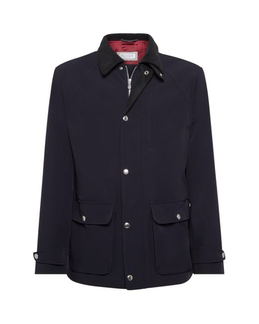 Brunello Cucinelli Blue Water-Resistant Field Jacket for men