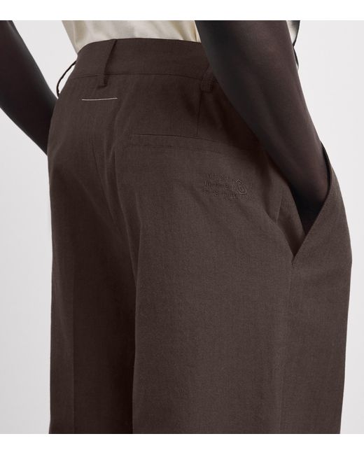 MM6 by Maison Margiela Brown Virgin Wool-Cotton Pleated Trousers for men