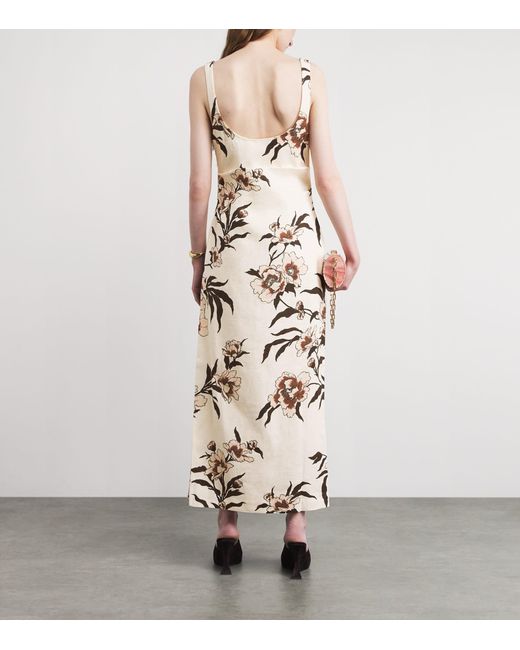 Sir Metallic Linen Peony Balconette Maxi Dress