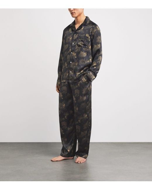 Derek Rose Gray Silk Brindisi Pyjama Set for men