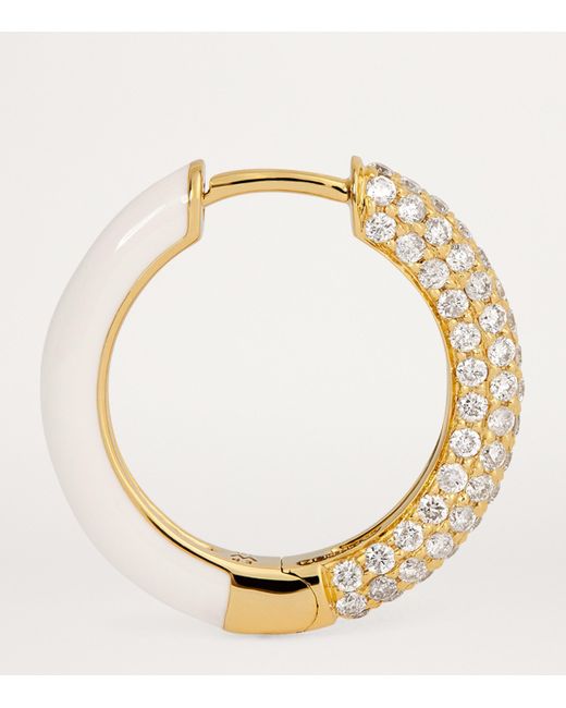 Emily P. Wheeler Metallic Diamond And Enamel Duo Hoop Earrings