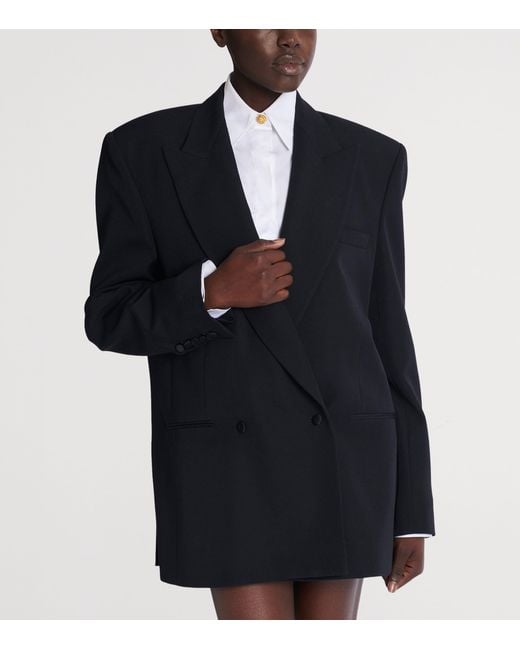 Balmain Blue Oversized Grain De Poudre Jacket