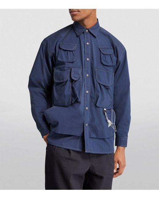 And Wander Blue Multi-pocket Overshirt for men